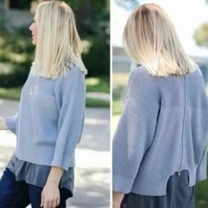 CAbi Fair Play Sweater Back Zip Knit Cotton Coastal Grandmother Quiet Luxury